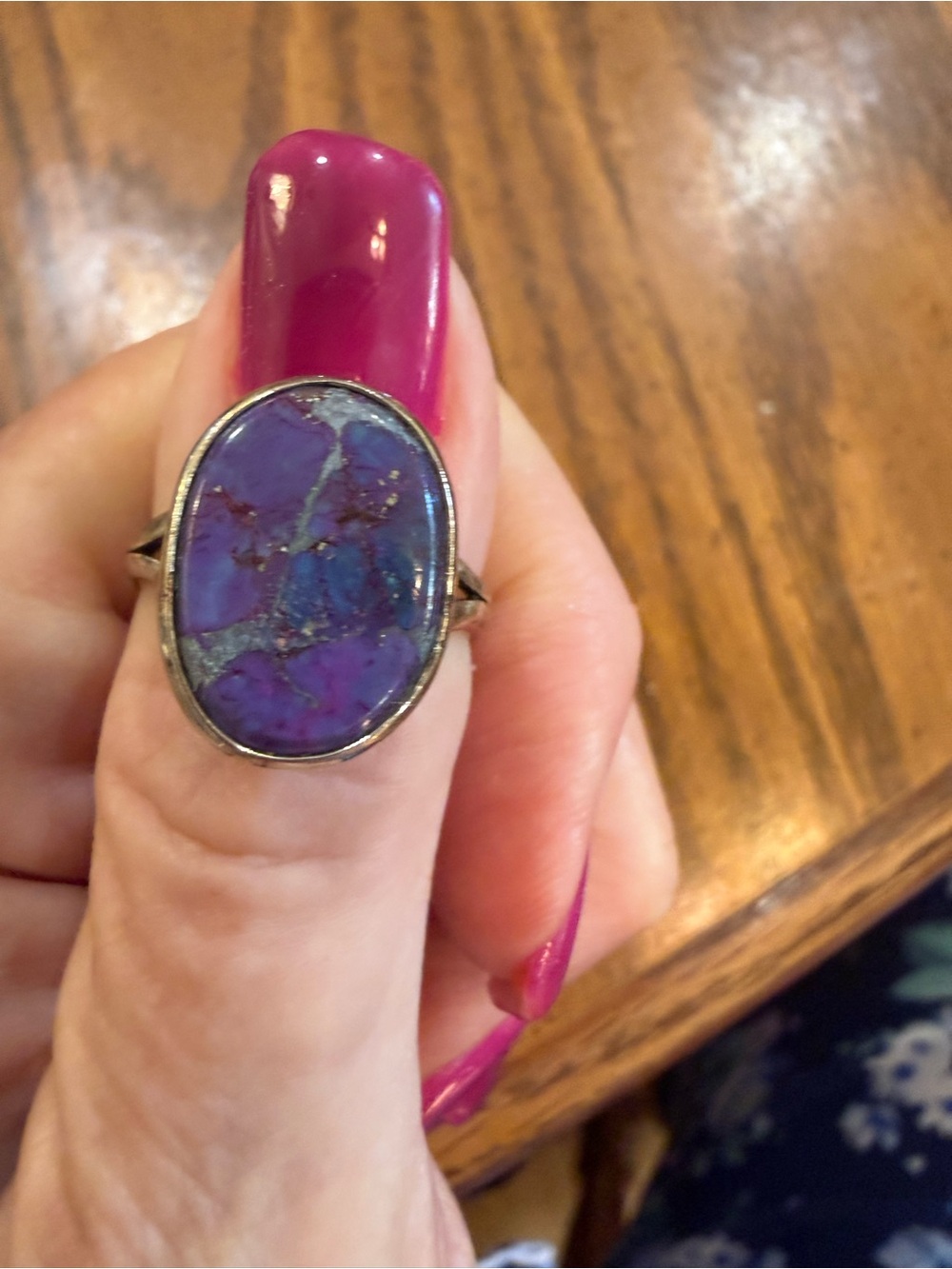 Size 8 Purple Turquoise Silver Ring